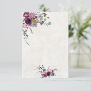 Invitación Presupuesto en blanco boda floral borgoña y rosa