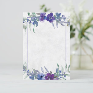Invitación Presupuesto en blanco boda floral morado y azul In