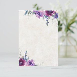 Invitación Presupuesto en blanco boda floral púrpura y malva
