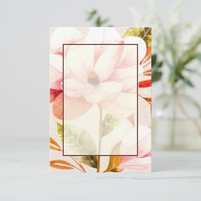 Invitación Presupuesto en blanco boda floral rosa (Anverso de pie)