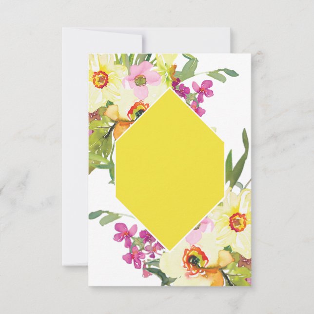 Invitación Presupuesto en blanco boda floral rosa y amarillo (Anverso)
