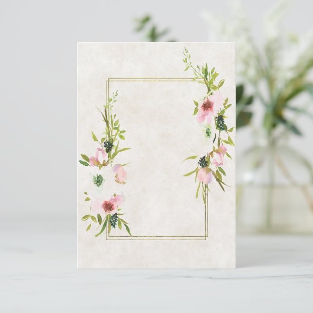 Invitación Presupuesto en blanco Boda floral rosa y blanca  (Anverso de pie)