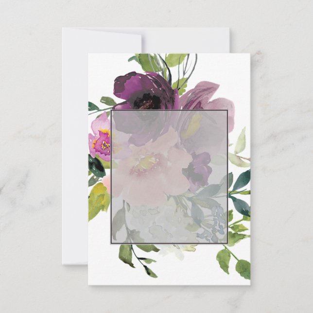 Invitación Presupuesto en blanco boda floral rosa y morado (Anverso)