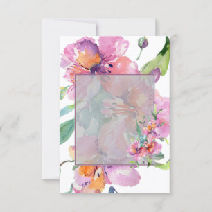 Invitación Presupuesto en blanco boda floral rosa y púrpura 