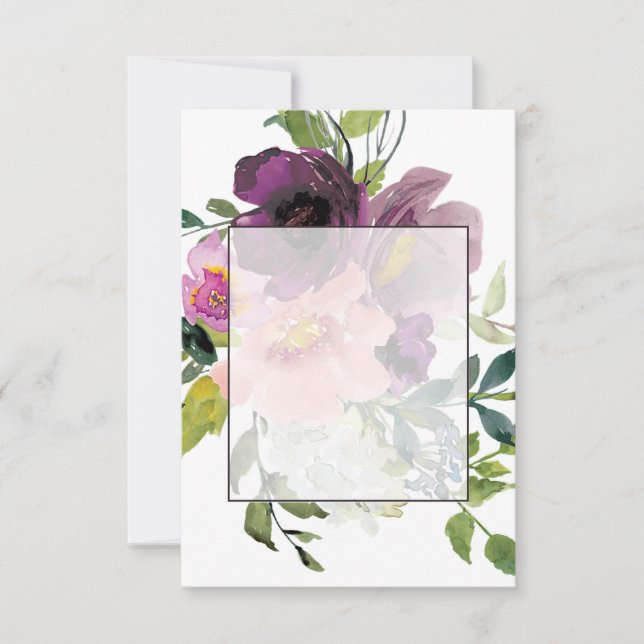 Invitación Presupuesto en blanco boda floral rosa y púrpura  (Anverso)