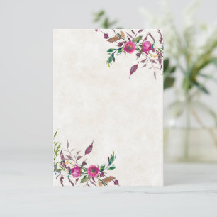 Invitación Presupuesto en blanco boda floral suelta rosa 