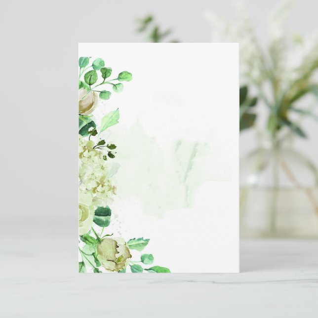 Invitación Presupuesto en blanco boda floral verde (Anverso de pie)