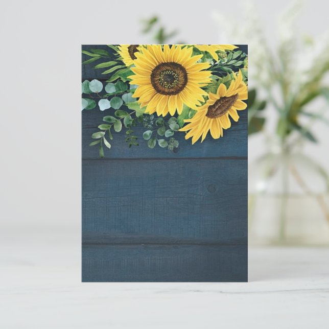 Invitación Presupuesto en blanco Bodas de girasoles campestre (Anverso de pie)
