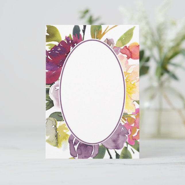 Invitación Presupuesto en blanco Bodas florales moradas y ama (Anverso de pie)