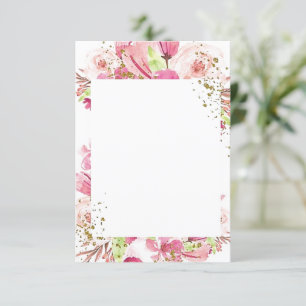 Invitación Presupuesto en blanco Bodas florales rosadas fantá