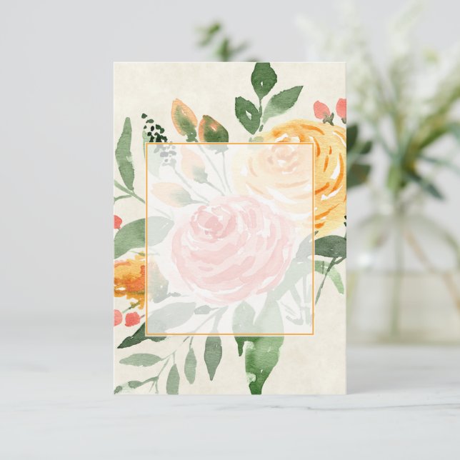 Invitación Presupuesto en blanco Elegante Naranja boda floral (Anverso de pie)