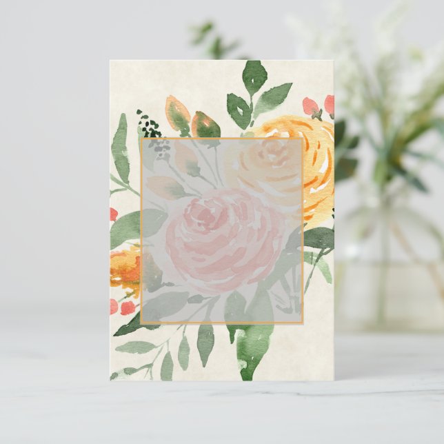 Invitación Presupuesto en blanco elegante naranja floral boda (Anverso de pie)