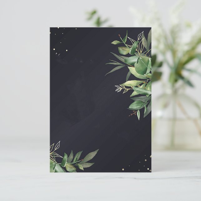 Invitación Presupuesto en blanco Elegante vegetación sobre bo (Anverso de pie)