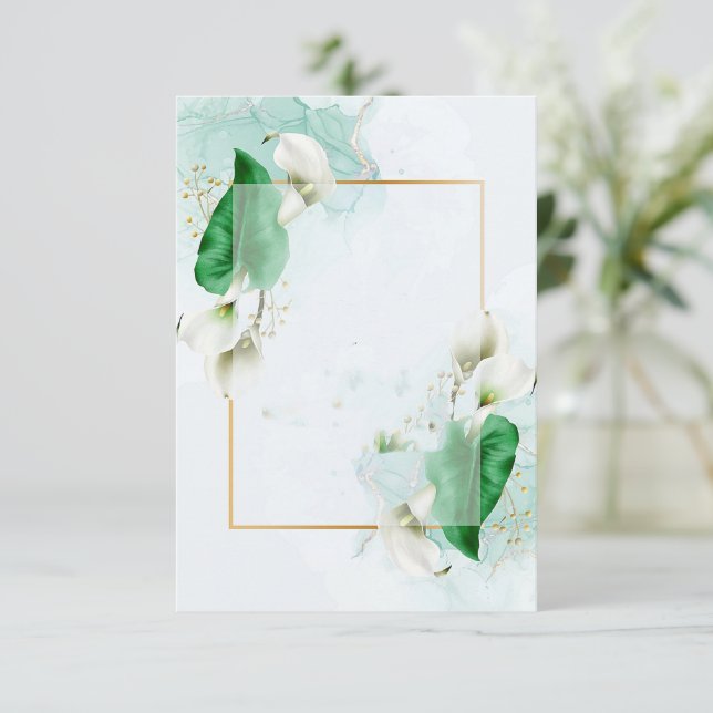 Invitación Presupuesto en blanco Elegantes lirios de cala bod (Anverso de pie)
