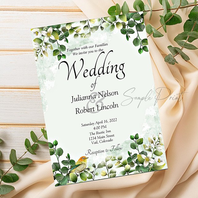 Invitación Presupuesto en blanco Eucalipto verde boda (Subido por el creador)