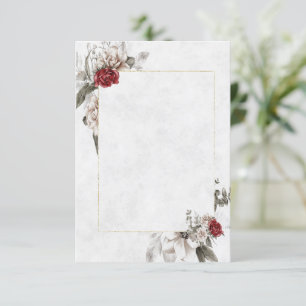 Invitación Presupuesto en blanco floral en rojo y niebla nupc