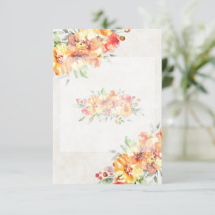 Invitación Presupuesto en blanco Ginger acuarela floral boda