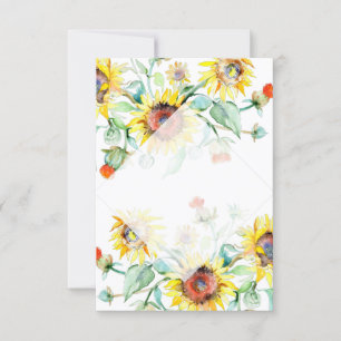Invitación Presupuesto en blanco girasoles soleados boda 