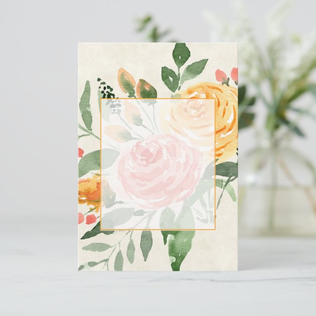 Invitación Presupuesto en blanco Naranja elegante floral boda (Anverso de pie)