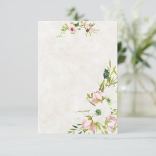 Invitación Presupuesto en blanco Rosa y floral boda en blanco