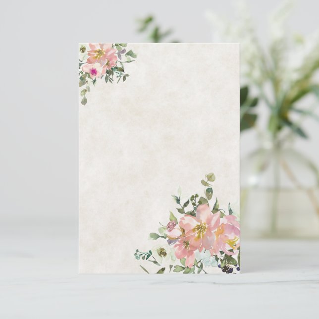 Invitación Presupuesto en blanco Rubor y boda floral eggshell (Anverso de pie)