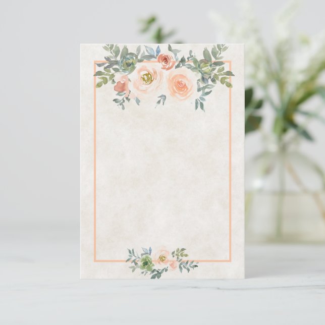 Invitación Presupuesto en blanco Rubor y boda floral verde In (Anverso de pie)