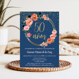 Invitación Presupuesto Español Elegante Floral Azul Cumpleaño