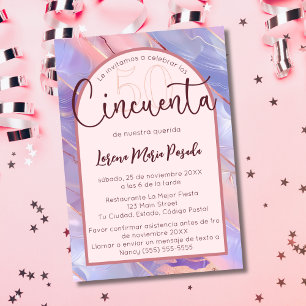 Invitación Presupuesto Español Púrpura Rosa Ágata 50 Cumpleañ