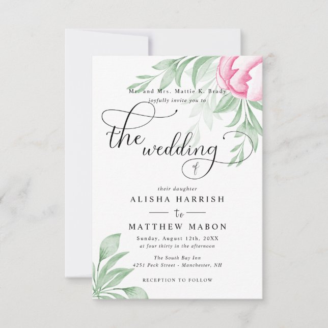 Invitación Presupuesto Eucalyptus simple deja al Boda de la v (Anverso)
