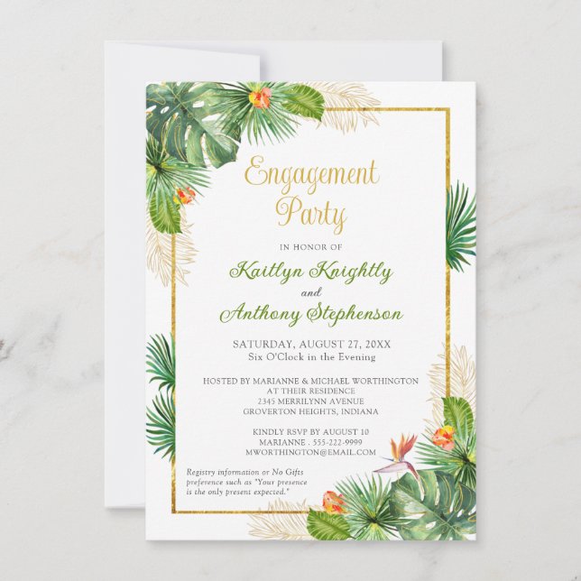 Invitación Presupuesto Floral Gold del Partido de Compromiso  (Anverso)