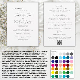 Invitación Presupuesto Floral Negro y Blanco Boda Elegante