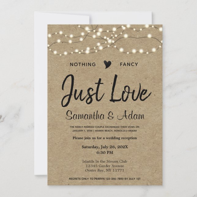 Invitación Presupuesto Nada Fancy Ama Las Luces De Las Cadena (Anverso)