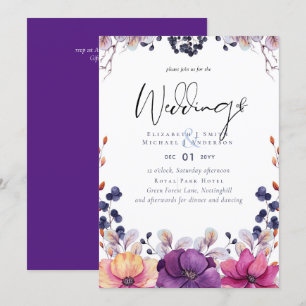 Invitación PRESUPUESTO Naranja Púrpura Dusk Hill Dawn Wedding