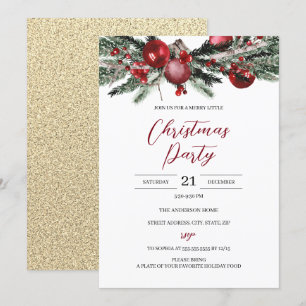 Invitación Presupuesto Navidad Fiesta Floral Roja