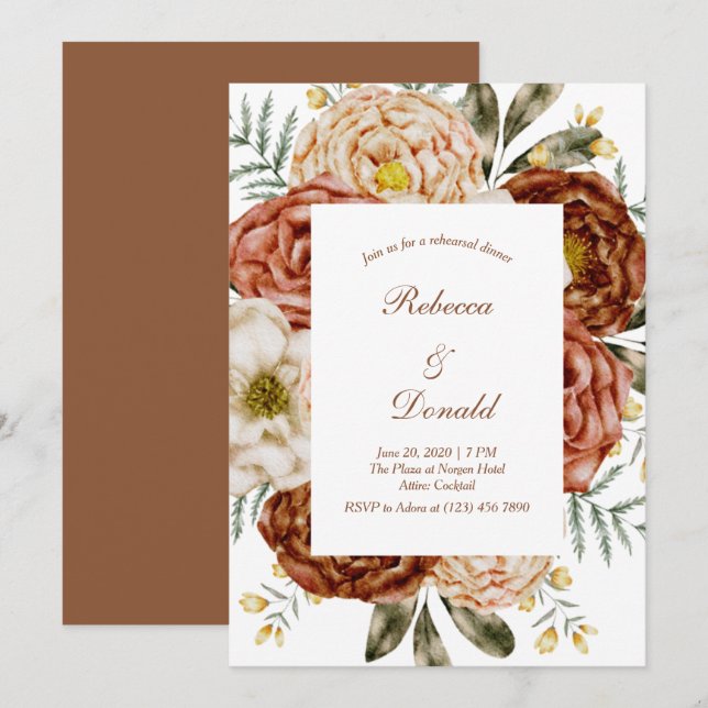 Invitación Presupuesto Neutral Boho Terracotta (Anverso / Reverso)
