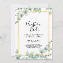 Invitación PRESUPUESTO NUESTRA BODA Eucalyptus GOLD QR CODE F