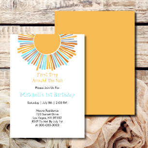 Invitación Presupuesto Primer Viaje Alrededor Del Sol Retro B