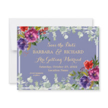 Presupuesto Púrpura Floral Acuarela Guardar fecha