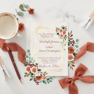 Invitación Presupuesto Rosa bonita y boda de oro 