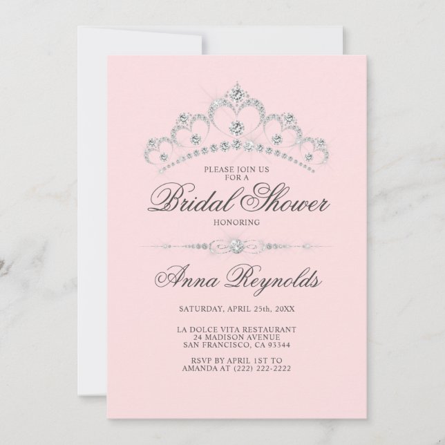 Invitación Presupuesto rosado de la ducha de la BRIDAL del Di (Anverso)