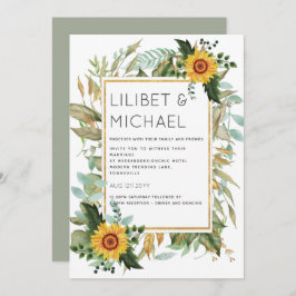 Invitación Presupuesto Rústico Sunflowers BOHO Greenery Boda