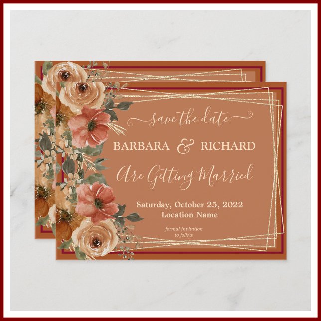 Invitación PRESUPUESTO Terracotta Floral Elegante fecha de ah (Subido por el creador)