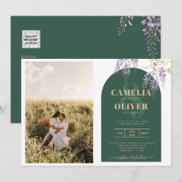 Invitación Presupuesto Todo-en-1 INV Código QR Boda Wisteria 