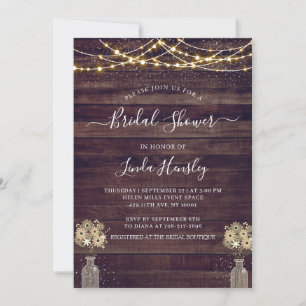 Invitación Presupuestos Rústicos De Madera Floral Luces Brida