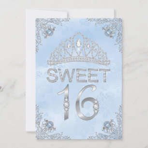 Invitación Pretty Blue Diamond Tiara Sweet 16