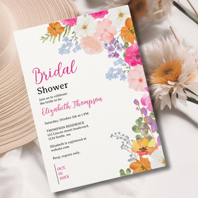 Invitación Pretty Boho Wildflowers Bridal Shower (Subido por el creador)