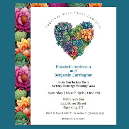 Invitación Pretty Cactus Heart Wedding
