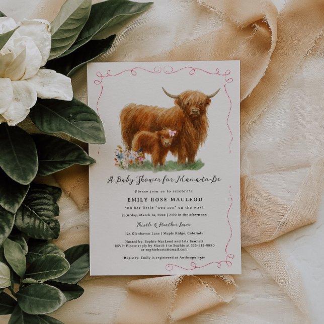 Invitación Pretty Highland Cow Baby Shower (Subido por el creador)