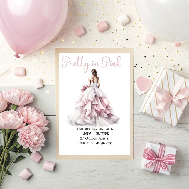 Invitación Pretty in Pink Bridal Shower Invitation  (Pretty in Pink bridal shower invitation. )