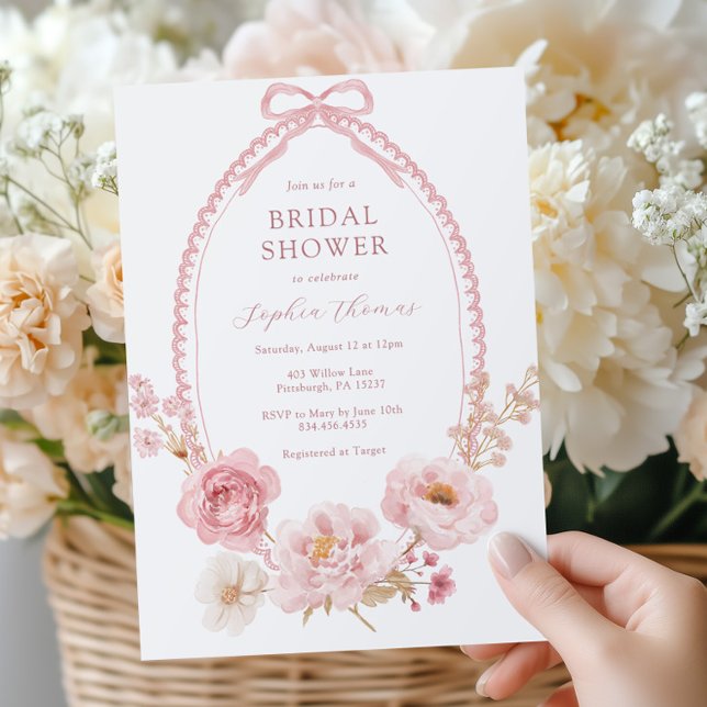 Invitación Pretty in Pink Floral Bridal Shower  (Subido por el creador)